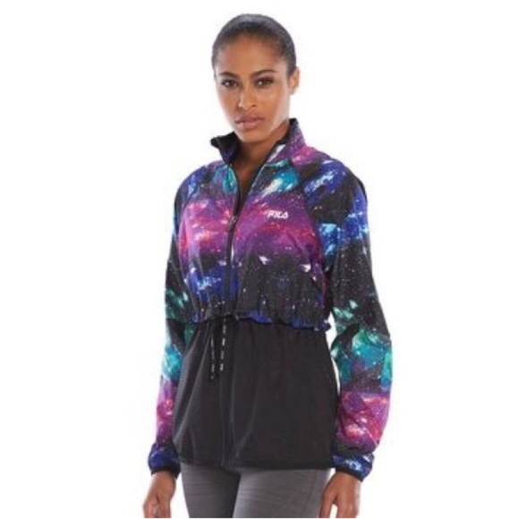 Fila Women's Galaxy Print Full-Zip Drawstring Waist Windbreaker Jacket Size M - Picture 1 of 6